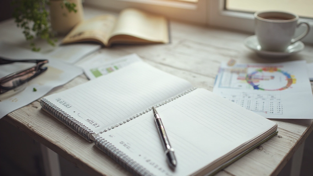 Offenes Notizbuch auf Schreibtisch mit Stift, Planung und To-Do-Liste