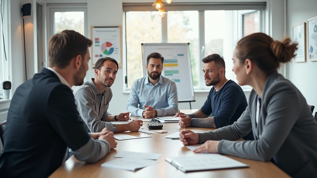 Team in Produktivitätssitzung mit Zeitmanagement-Tools und Effizienztechniken